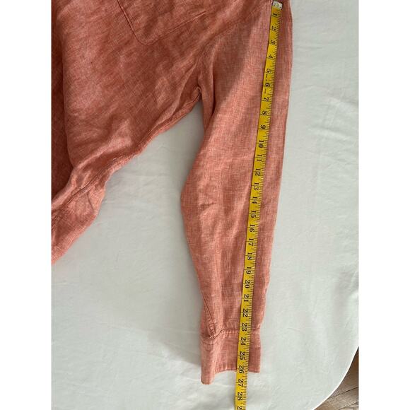 Tommy Bahama Linen Collared Button Front Shirt Mens Size XL Orange Beach Summer - Picture 8 of 8
